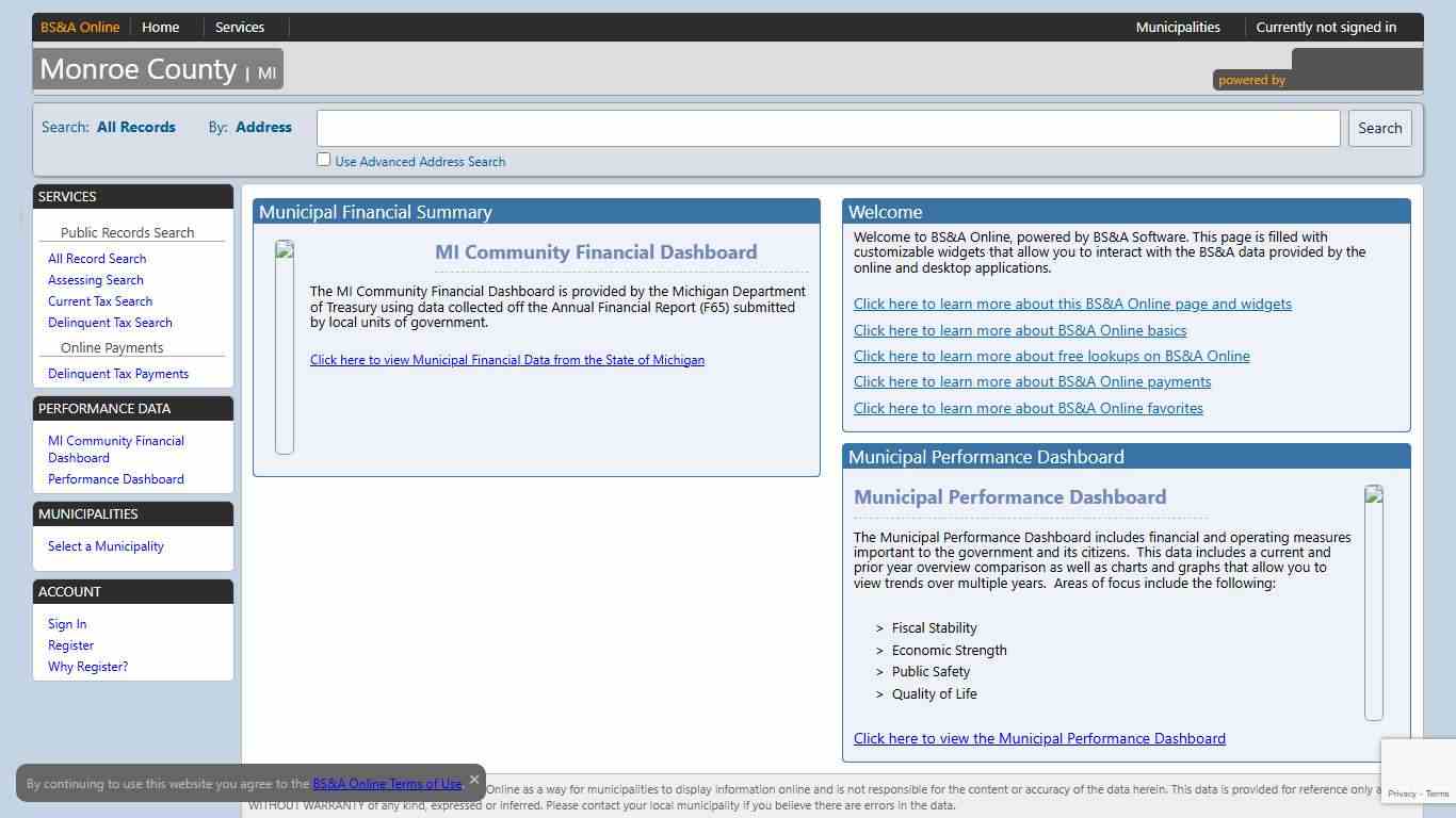 Home Monroe County BS&A Online