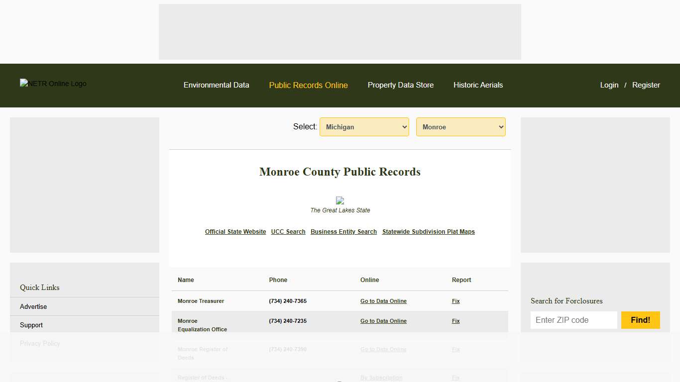 NETR Online • Monroe • Monroe Public Records, Search Monroe Records, Monroe Property Tax, Michigan Property Search, Michigan Assessor