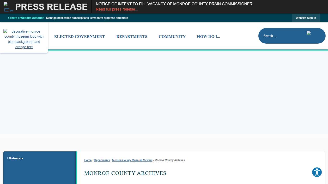 Monroe County Archives Monroe County, MI